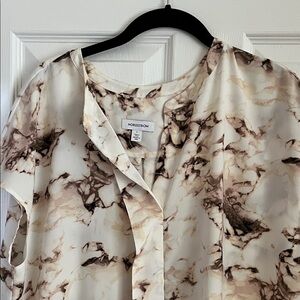 Nordstrom Women's Abstract Print Blouse - Cream and Brown
